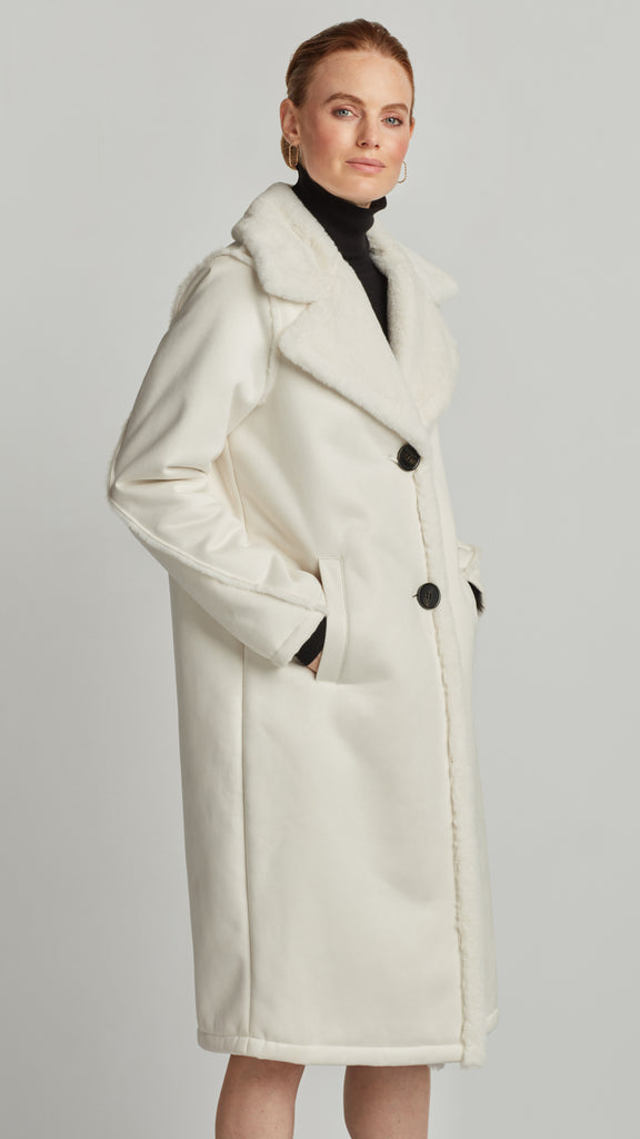 TWO-BUTTON LUXE SHEARLING COAT