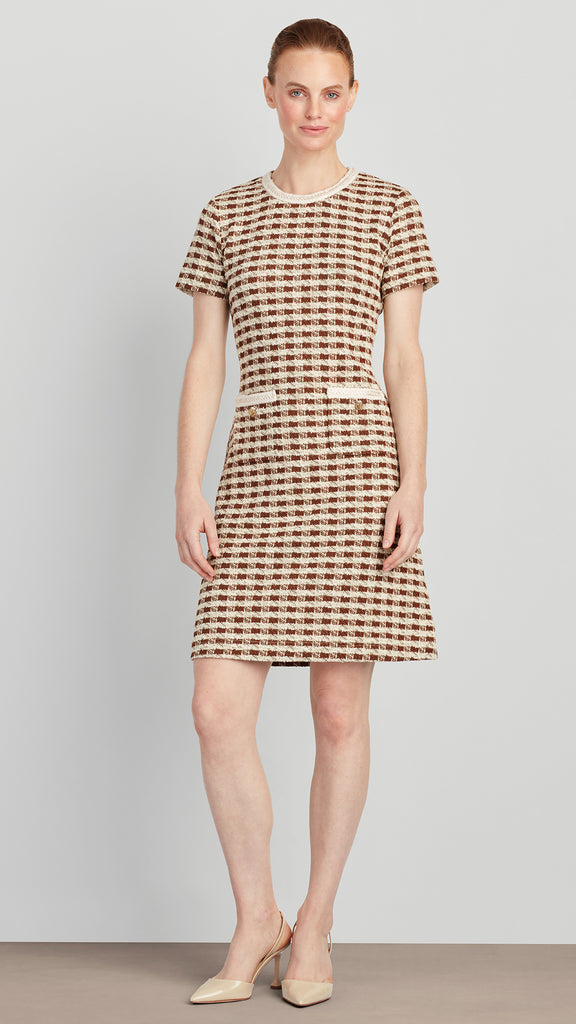 LILY HOUNDSTOOTH BOUCLE DRESS