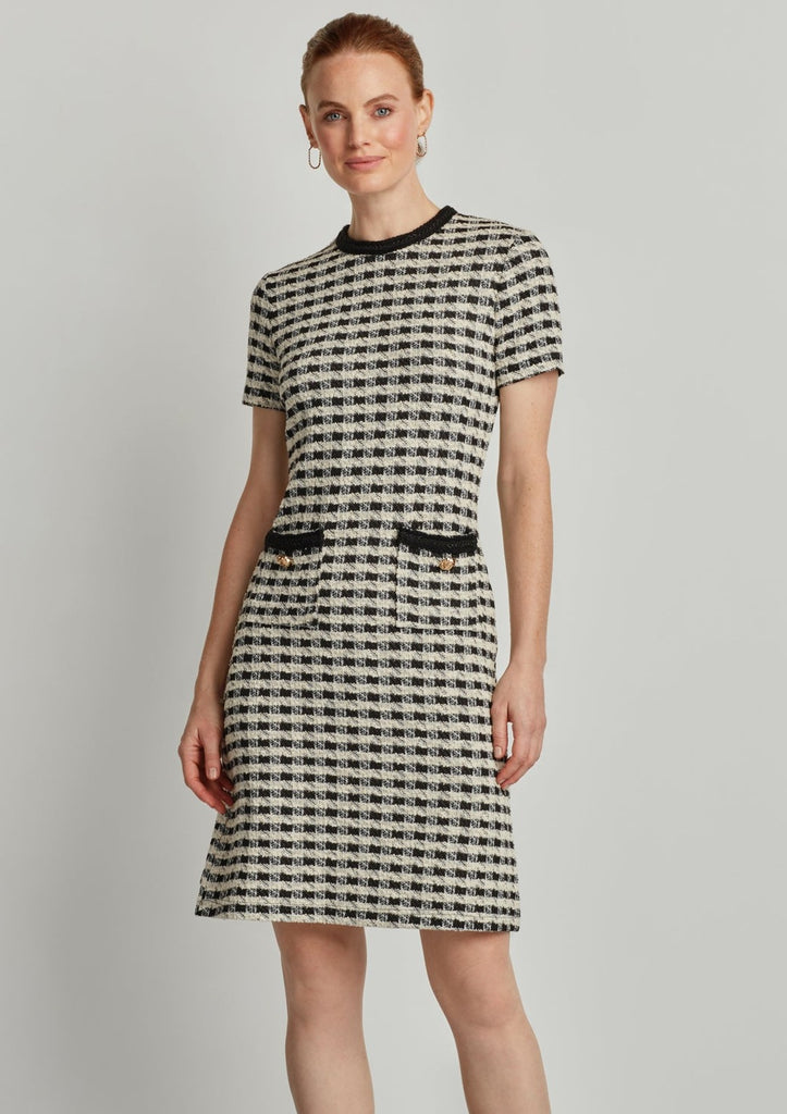 LILY HOUNDSTOOTH BOUCLE DRESS