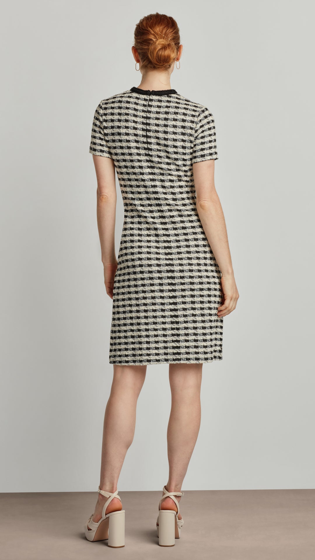 black white houndstooth dress LILY HOUNDSTOOTH BOUCLE DRESS BLACK/WHITE HOUNDSTOOTH / M