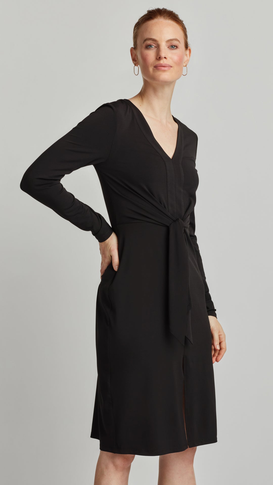 TIE WAIST V-NECK DRESS – Ellen Tracy