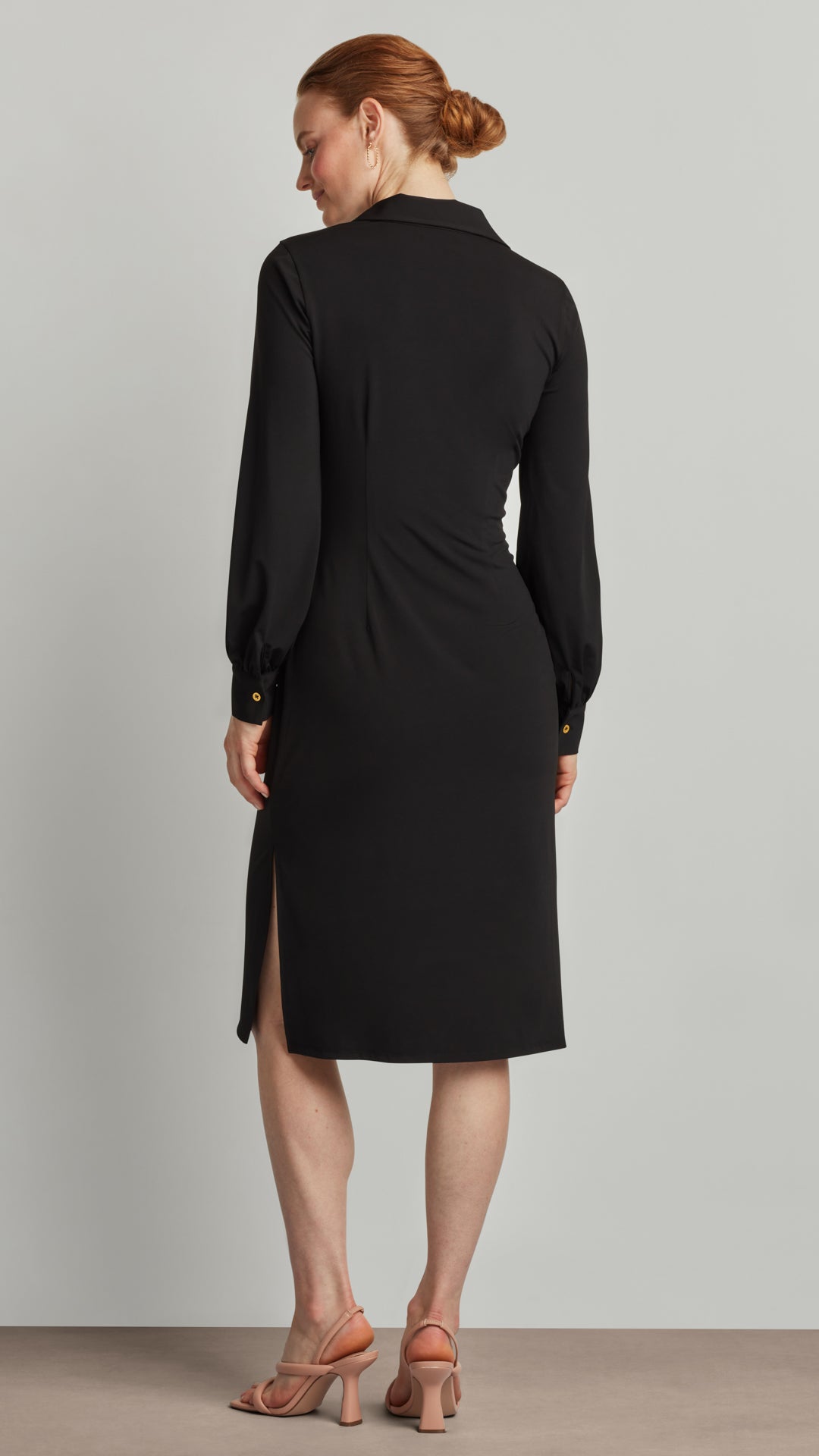 RUCHED SLEEVE BUTTON FRONT DRESS – Ellen Tracy