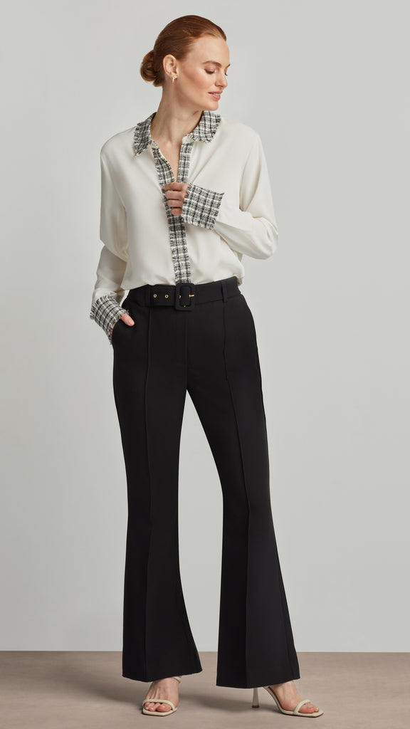 RETRO-FLARE BELTED PANTS