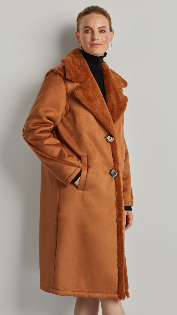 TWO-BUTTON LUXE SHEARLING COAT