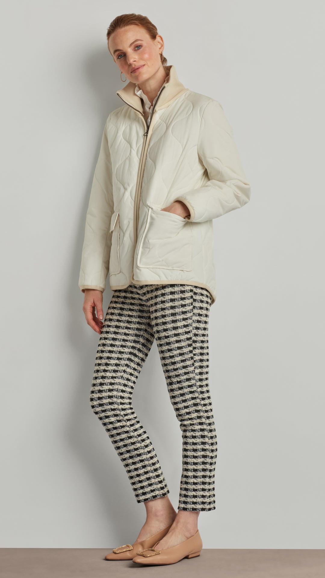 LIGHTWEIGHT QUILTED ZIP JACKET Winter White / S LIGHTWEIGHT QUILTED ZIP JACKET Winter White / S