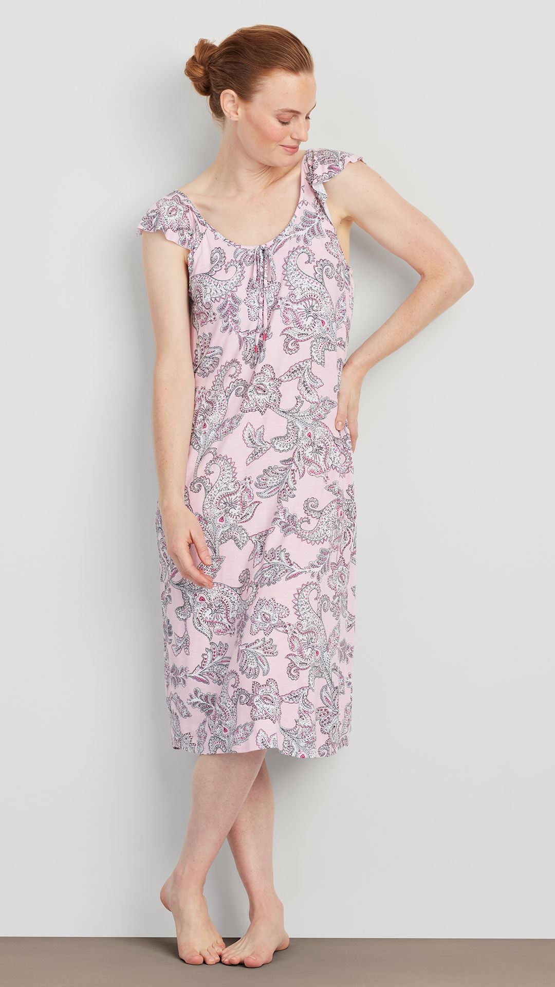 MIDI GOWN WITH SOFT BRA PINK PAISLEY / XXL MIDI GOWN WITH SOFT BRA PINK PAISLEY / XXL