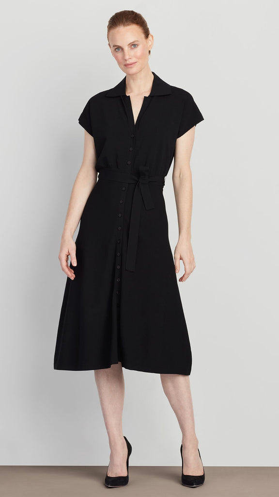 Dusk Fashion Floral Print Tiered Midi Shirt Dress in Black - Size 16