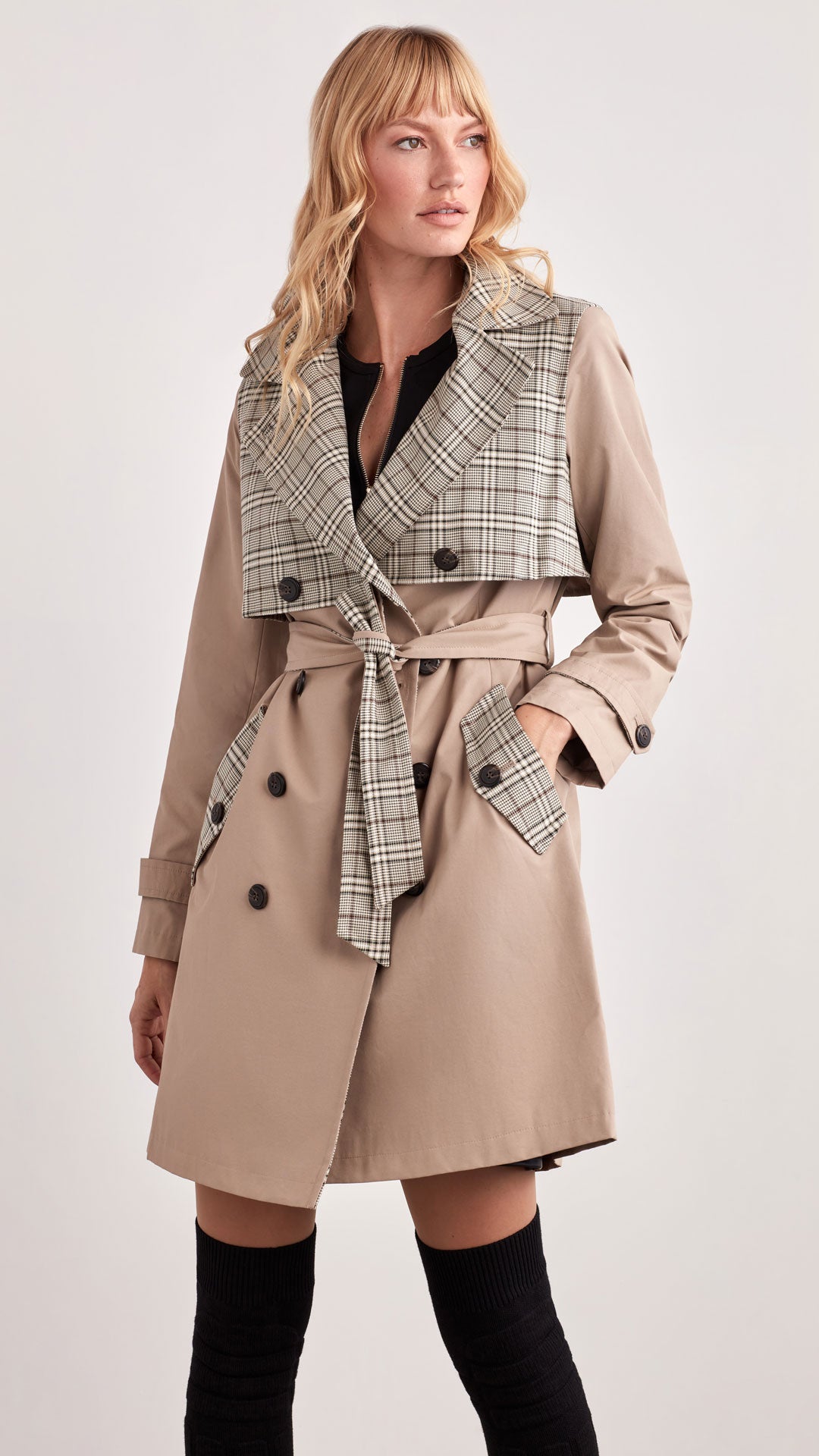MIXED MEDIA TRENCH COAT – Ellen Tracy