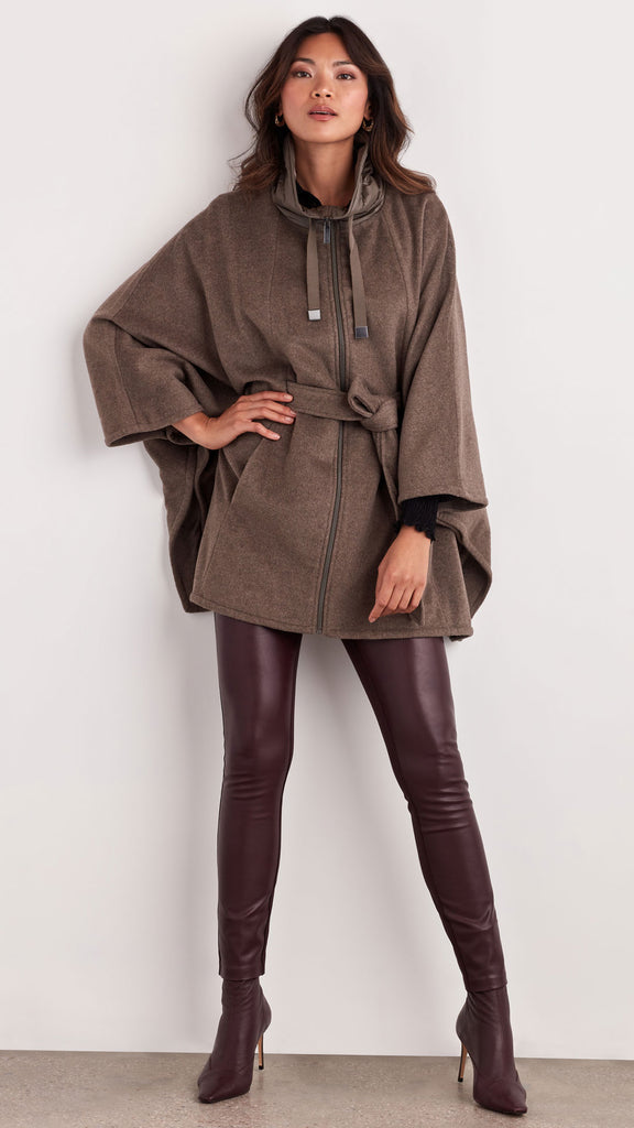 BELTED WOOL CAPE