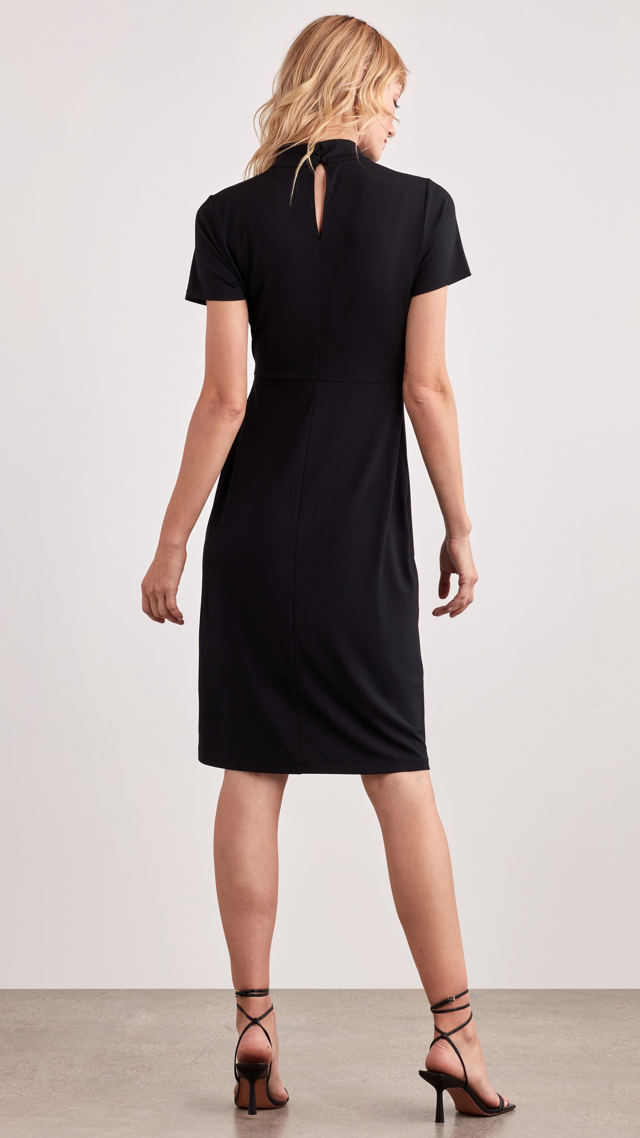 Mock Neck Flare Dress Cobalt / S