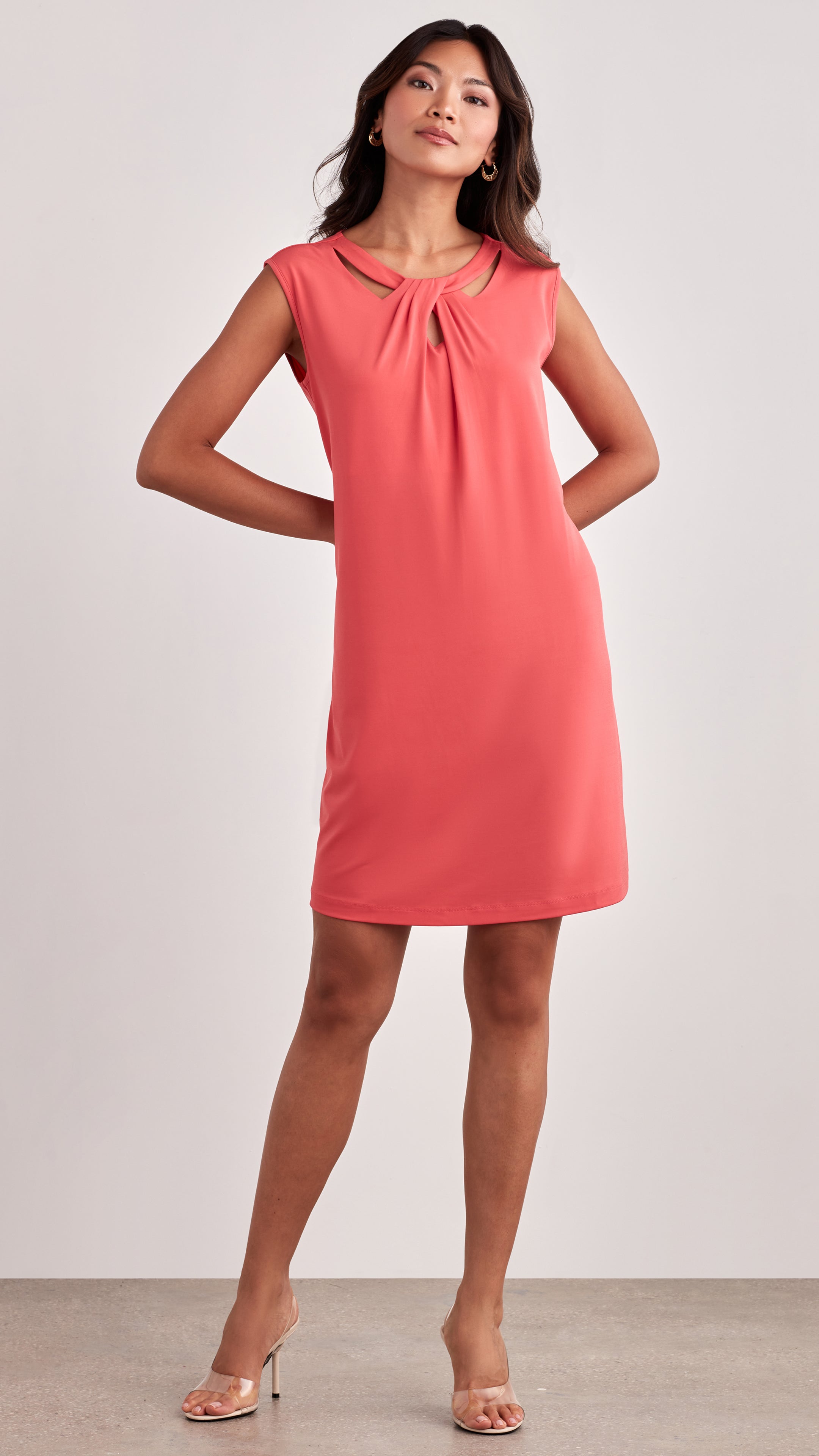 CUT OUT DETAIL JERSEY DRESS Coral / XL CUT OUT DETAIL JERSEY DRESS Coral / XL