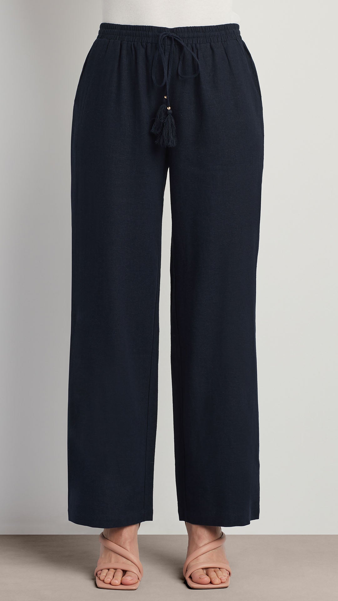 LINEN BLEND WIDE LEG DRAWSTRING PANT – Ellen Tracy