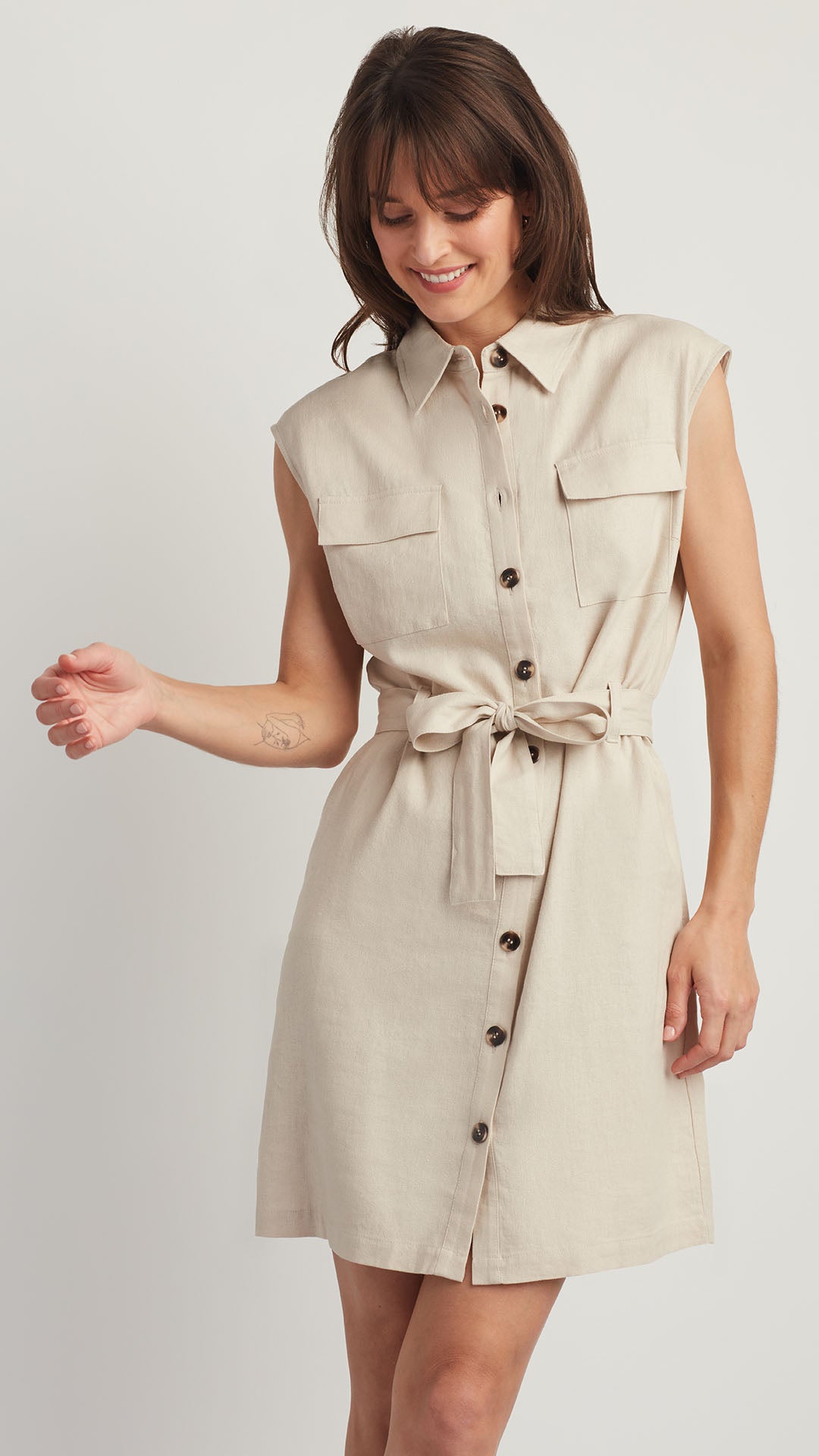 Linen BLEND SHIRT DRESS Linen / M
