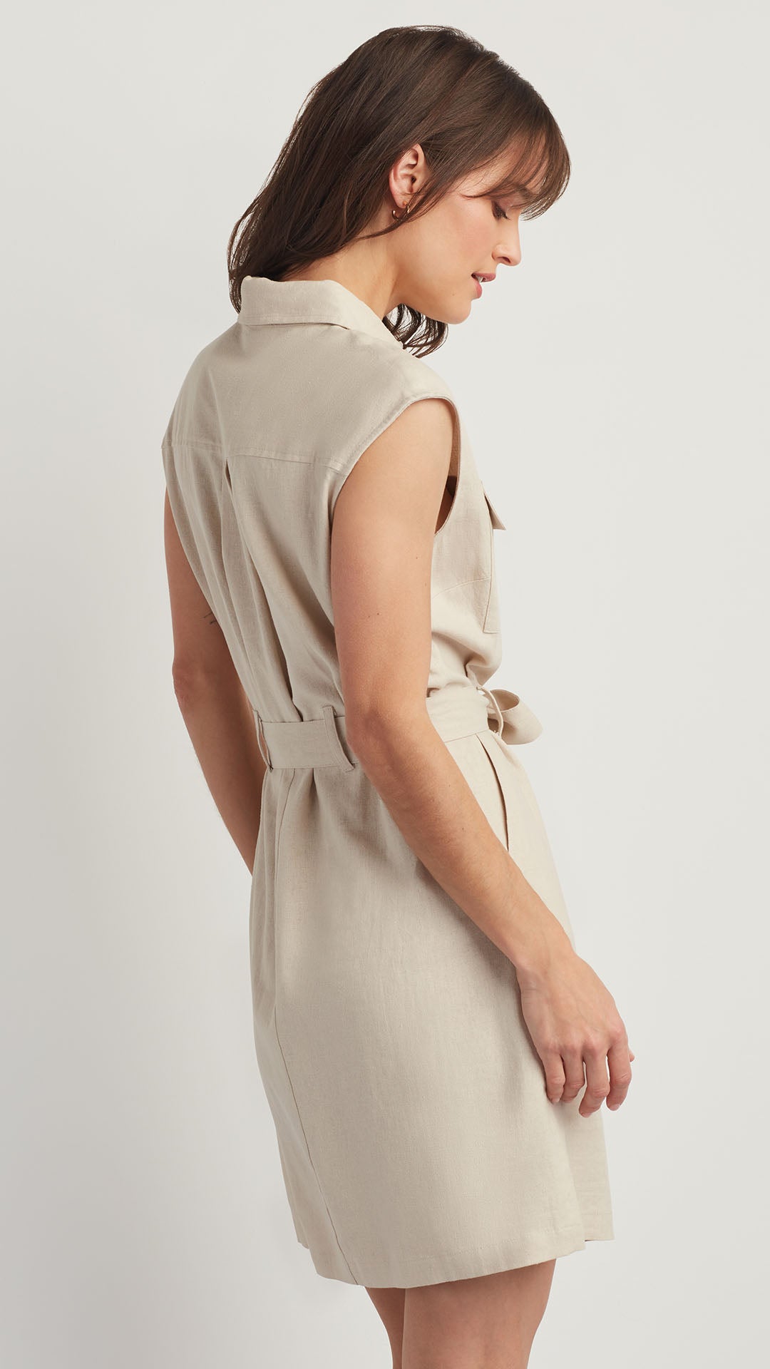 Linen BLEND SHIRT DRESS Linen / M Linen BLEND SHIRT DRESS Linen / M