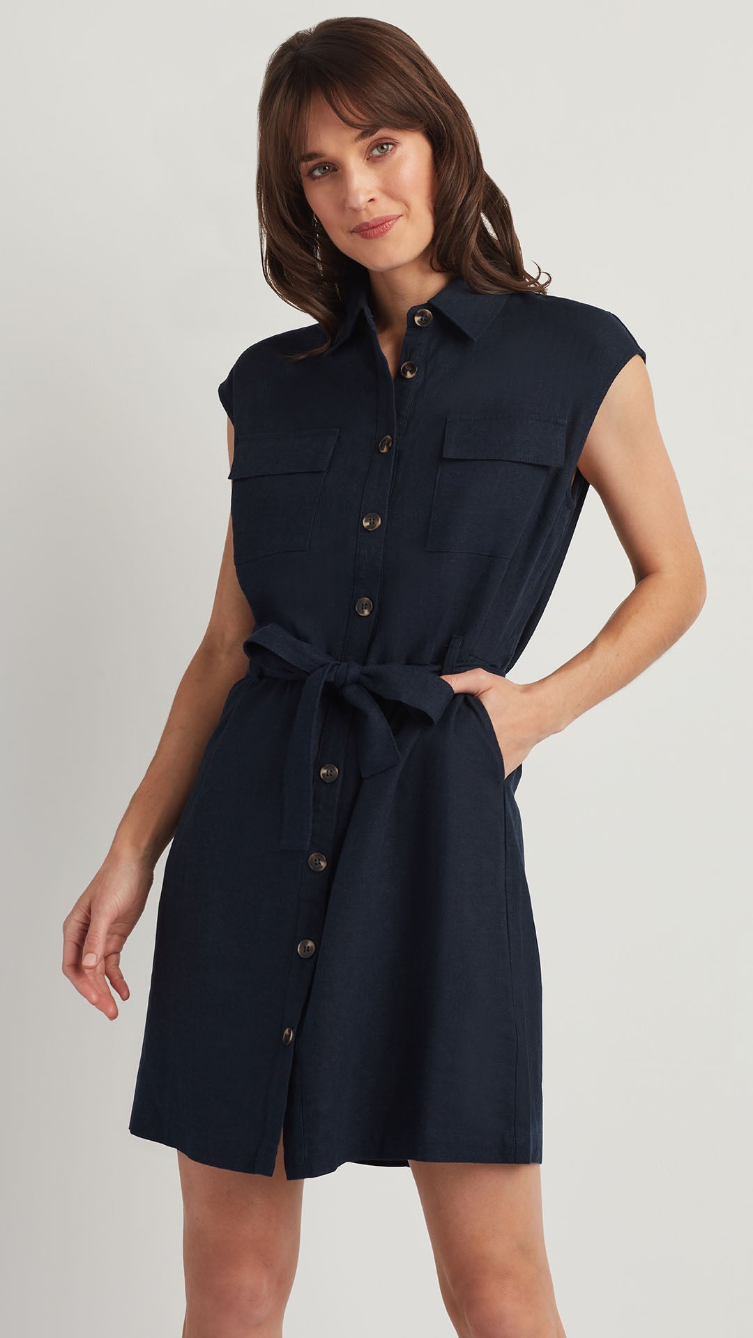 Linen BLEND SHIRT DRESS Linen / M Linen BLEND SHIRT DRESS Linen / M