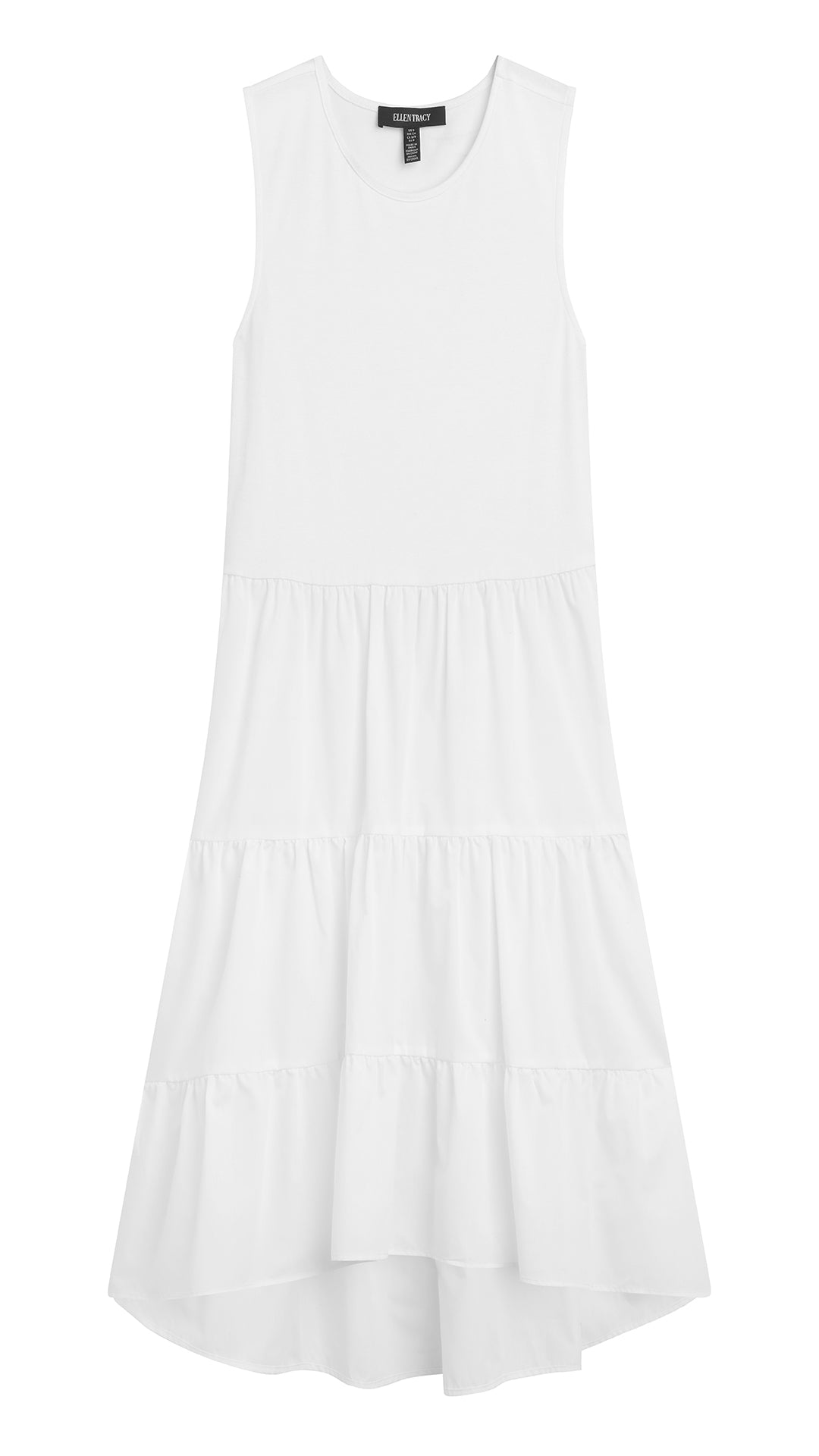 SLEEVELESS DRESS WITH TIERED SKIRT Black / S SLEEVELESS DRESS WITH TIERED SKIRT Black / S